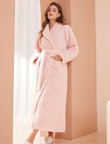 Soft Warm Teddy Fleece Bathrobe Long Plush Robe for Women in Saudi Arabia
