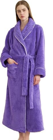 Soft Warm Teddy Fleece Bathrobe Long Plush Robe for Women in Saudi Arabia