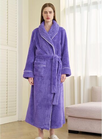 Soft Warm Teddy Fleece Bathrobe Long Plush Robe for Women in Saudi Arabia