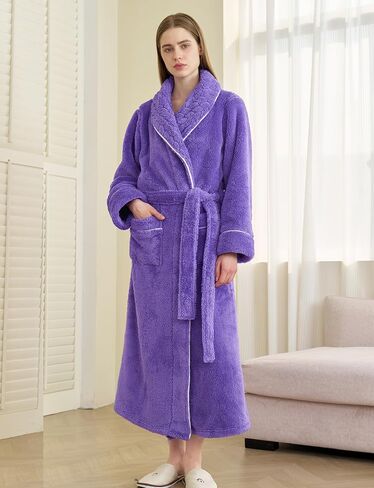 Soft Warm Teddy Fleece Bathrobe Long Plush Robe for Women in Saudi Arabia