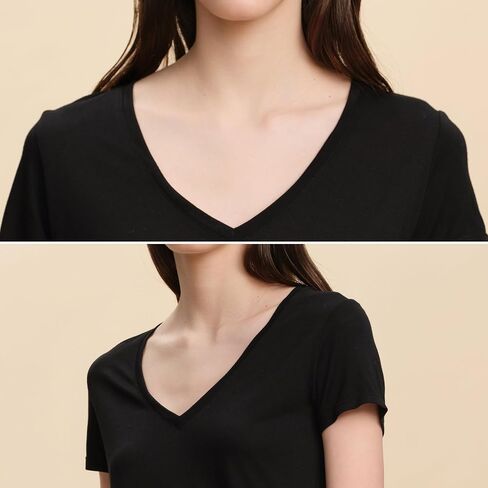 100% Mulberry Silk Tee Shirt for Women Basic T-Shirts Short Sleeve V Neck Soft Tops Summer Spring Dressy Casual Tees in Saudi Arabia