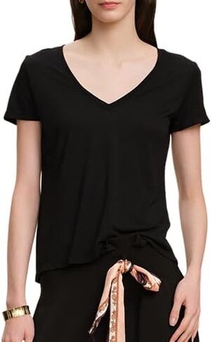 100% Mulberry Silk Tee Shirt for Women Basic T-Shirts Short Sleeve V Neck Soft Tops Summer Spring Dressy Casual Tees in Saudi Arabia