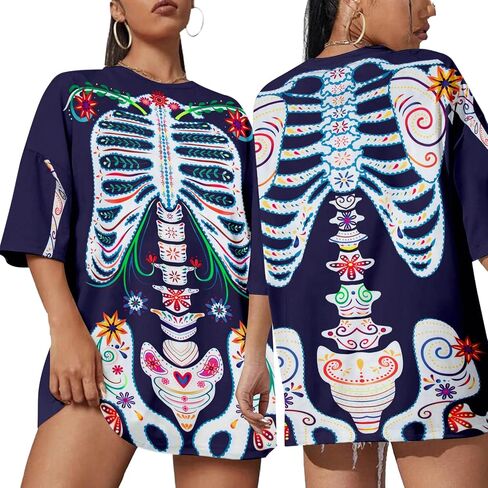 تي شيرت نسائي Dia De Los Muertos تي شيرت بهيكل عظمي سكري للنساء قميص يوم الموتى in Kuwait