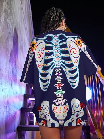 تي شيرت نسائي Dia De Los Muertos تي شيرت بهيكل عظمي سكري للنساء قميص يوم الموتى in Kuwait