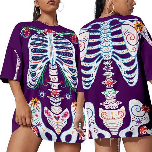 تي شيرت نسائي Dia De Los Muertos تي شيرت بهيكل عظمي سكري للنساء قميص يوم الموتى in Kuwait