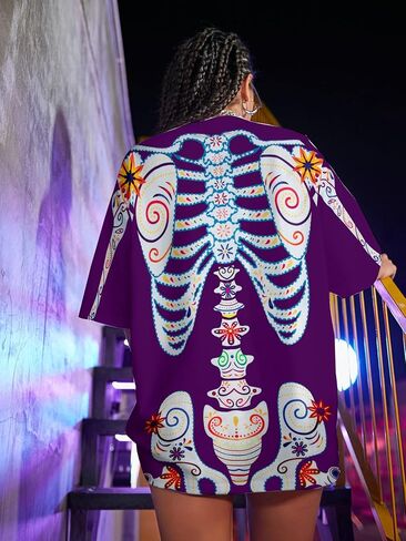 تي شيرت نسائي Dia De Los Muertos تي شيرت بهيكل عظمي سكري للنساء قميص يوم الموتى in Kuwait