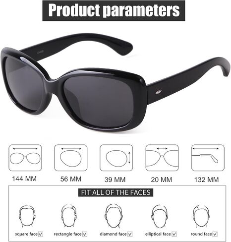 ADE WU Rectangle Sunglasses for Women Polarized UV Protection Black Tortoise Shell Frame in Saudi Arabia