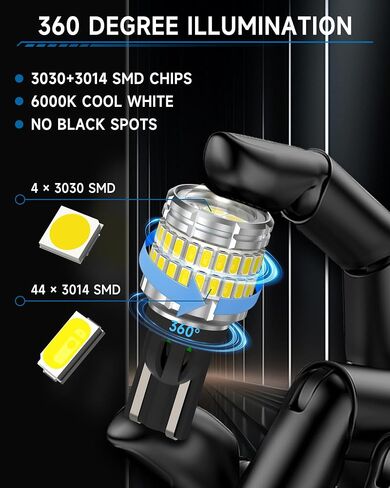 921 912 مصباح إضاءة عكسي LED مناسب لسيارة Toyota 4Runner 2001-2024، لمبة LED T15 فائقة السطوع مع عدسة، استبدال أضواء احتياطية بيضاء باردة 6000K، حزمة من 2 in Kuwait
