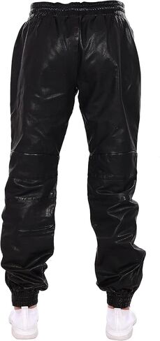 Mens Leather Joggers Pant for Bikers & Riders, Moto Sports Drawstring Pants, Trousers for Boys - Slim Fit Joggers in Saudi Arabia