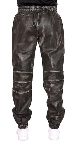 Mens Leather Joggers Pant for Bikers & Riders, Moto Sports Drawstring Pants, Trousers for Boys - Slim Fit Joggers in Saudi Arabia
