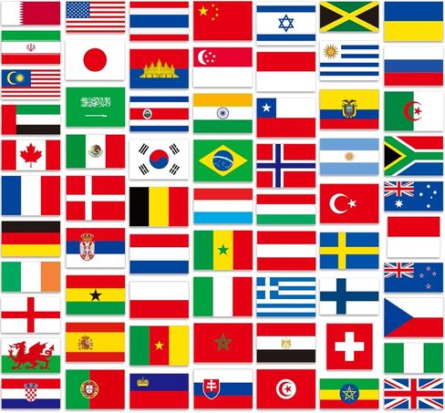 66 Pack Flags of The World Stickers - Premium Country Flag Stickers Set - Durable World Flags and Country Stickers Waterproof Decals for Car Bumper/Truck/Motorcycle/Helmet/Laptop/Window/Box in Kuwait