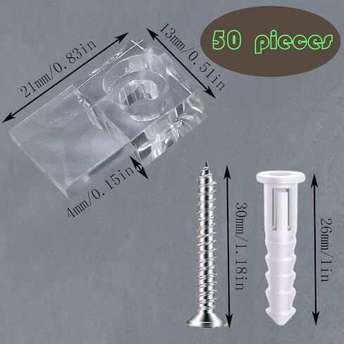 30-Piece Mirror Holder Clip Glass Crystal Clear Plastic Mirror Clip Fixing Clip Kit with Screws and Mirror Hanging Kit for Fixing Mirror Cabinet Door in Kuwait