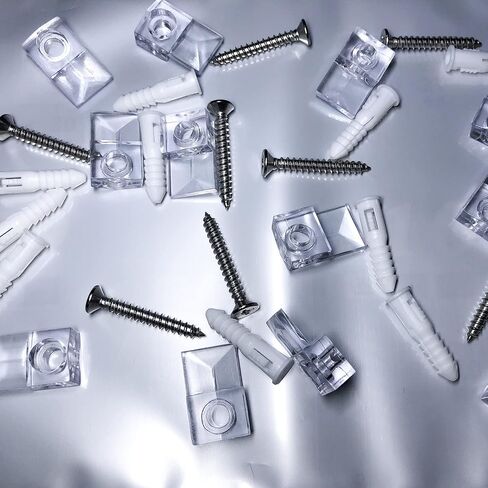 30-Piece Mirror Holder Clip Glass Crystal Clear Plastic Mirror Clip Fixing Clip Kit with Screws and Mirror Hanging Kit for Fixing Mirror Cabinet Door in Kuwait