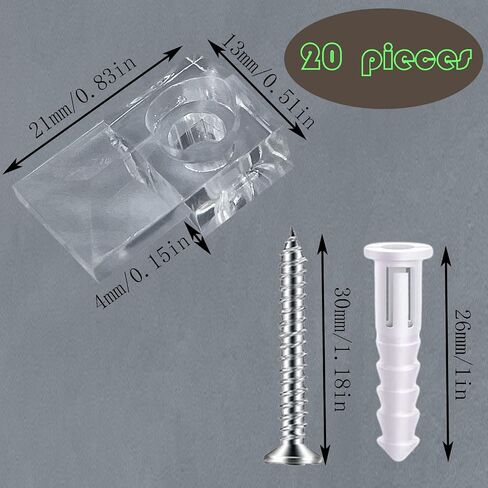 30-Piece Mirror Holder Clip Glass Crystal Clear Plastic Mirror Clip Fixing Clip Kit with Screws and Mirror Hanging Kit for Fixing Mirror Cabinet Door in Kuwait