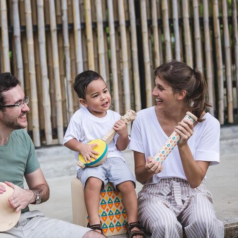 PlanToys Oval Xylophone Toddler Musical Instruments - Sustainably-Made Wooden Xylophone with 5 Colorful Panels , Sturdy Handle for Easy Grip, and Wooden Mallet in Kuwait