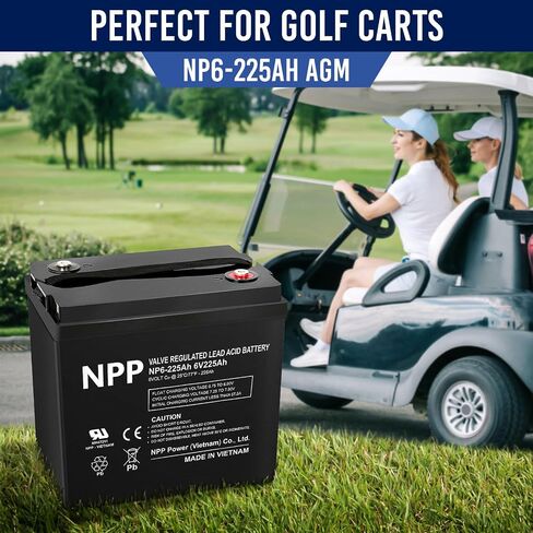 NP6-225Ah AGM Rechargeable Battery with T16 (M8) Terminal, Replace V6-225 Lead-Acid Battery, for Golf Carts, Rv, Marine, Camping, Solar Power System, Emergency Supply in Kuwait