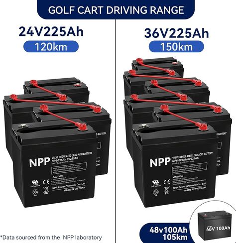 NP6-225Ah AGM Rechargeable Battery with T16 (M8) Terminal, Replace V6-225 Lead-Acid Battery, for Golf Carts, Rv, Marine, Camping, Solar Power System, Emergency Supply in Kuwait