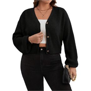 Floerns Women's Plus Size Button Down Cardigan Sweater V Neck Long Sleeve Knitwear in Kuwait
