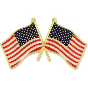 PinMart's USA Crossed American Flags Patriotic Enamel Lapel Pin in Saudi Arabia