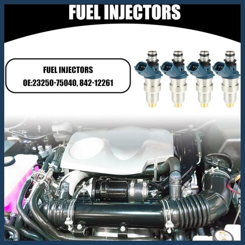 Fuel Injector, for Toyota Tacoma 1995-1999 2.4L Metal Silver Tone, 4pcs in Saudi Arabia