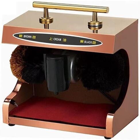 Shoe Polisher Fully Automatic, Hotel Commercial Automatic Shoe-Shining Machine，Electric Shoe Cleaner for Dust Removal Polishing with Double Combination Brush,Leather Shoe Cleaning Kit(Full Wood Grain) in Saudi Arabia