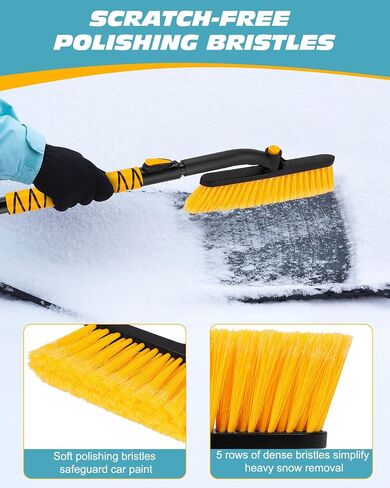 2 Pack 27" Car Snow Brush and Ice Scraper, Detachable Scratch Free Ice Scraper with Ergonomic Foam Grip, Winter Snow Removal Tool for Car Windshield in Saudi Arabia
