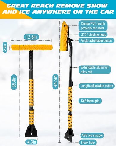 2 Pack 27" Car Snow Brush and Ice Scraper, Detachable Scratch Free Ice Scraper with Ergonomic Foam Grip, Winter Snow Removal Tool for Car Windshield in Saudi Arabia