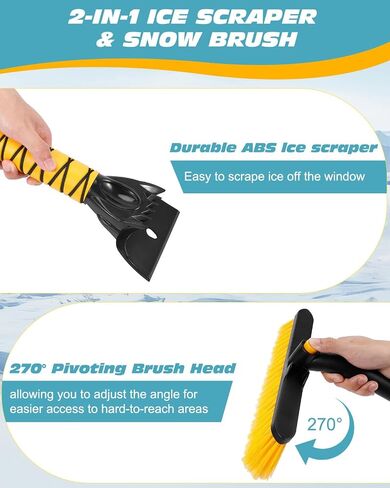 2 Pack 27" Car Snow Brush and Ice Scraper, Detachable Scratch Free Ice Scraper with Ergonomic Foam Grip, Winter Snow Removal Tool for Car Windshield in Saudi Arabia