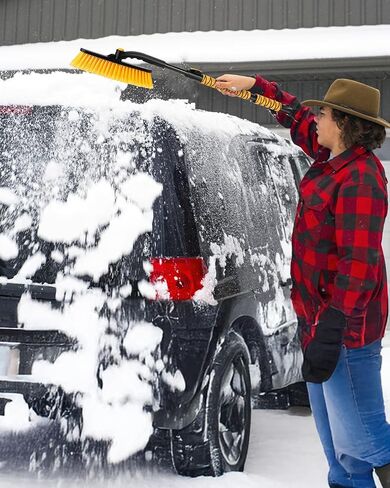 2 Pack 27" Car Snow Brush and Ice Scraper, Detachable Scratch Free Ice Scraper with Ergonomic Foam Grip, Winter Snow Removal Tool for Car Windshield in Saudi Arabia