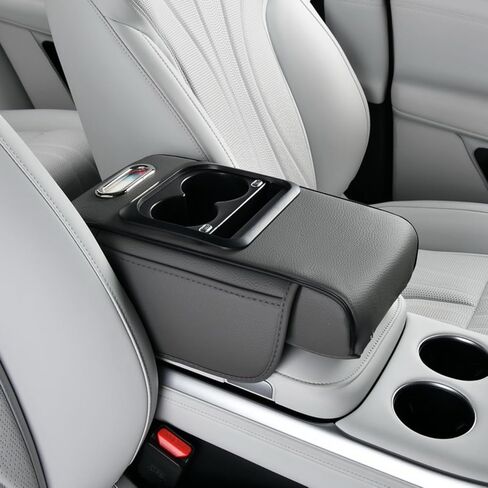 Armrest Box Pad for Car w/Type-C Charging Interface, Car Center Console Cover w/Cup Holder, Interior Car Accessories (Black-Red) in Saudi Arabia