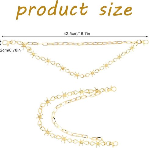 Gold Pants Chains Biker Motorcycle Pants Jean Punk Long Key Chain Hip Hop Trousers Wallet Jeans Chain Double Layer Thorn Metal Chains for Men Women Daily Wear Fashion Trendy Wallet Keys in Saudi Arabia