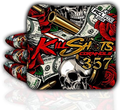 Killshots Cornhole | 357 سلسلة | طبعة محدودة | حقائب كورنهول معتمدة من ACL Pro لعام 2024 | جودة ممتازة | ثنائي السرعة | متين ومقاوم للطقس | مجموعة من 4 حقائب in Saudi Arabia