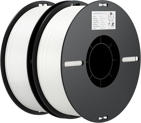 Creality PLA Filament 1.75mm White 2KG, 2 Pack 3D Printer Filament, Bundle 2Kg for 3D Printing,No-Tangling Strong Bonding,Dimensional Accuracy +/- 0.02mm,Fits for Most FDM 3D Printers (White & White) in Kuwait