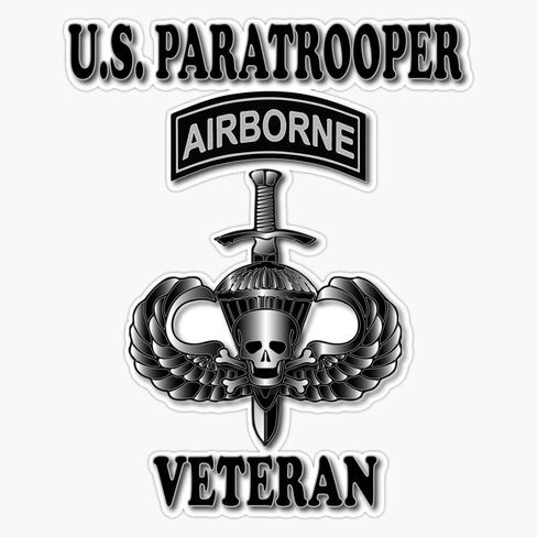 HOF Trading U.S. Paratrooper Veteran Vinyl Sticker Waterproof Decal Laptop Wall Window Bumper Sticker 5 inch (HOF-VETERAN-STICKERS-1803) in Saudi Arabia