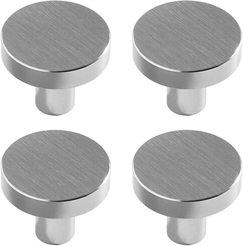 Round Cabinet Pulls Drawer Handle Single Hole Metal Handle Cabinet Drawer Knobs Kitchen Cupboard Door Furniture Hardware(Silver) in Saudi Arabia