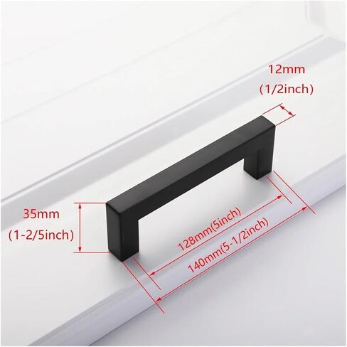 3-15Inch Black Cabinet Handles Stainless Steel Square Closet Drawer Cupboard Pulls Bathroom Door Knobs Furniture Kitchen Handle(Golden 192mm) in Saudi Arabia