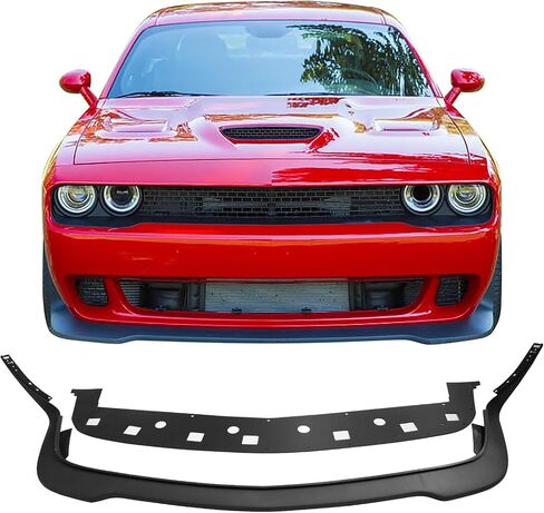 IKON MOTORSPORTS, Front Bumper Lip Compatible With 2015-2023 Dodge Challenger Hellcat Models, Hellcat Style Textured Black PP in Saudi Arabia