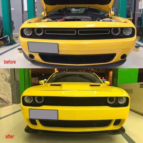 IKON MOTORSPORTS, Front Bumper Lip Compatible With 2015-2023 Dodge Challenger Hellcat Models, Hellcat Style Textured Black PP in Saudi Arabia