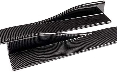 Stay-Tuned, 9PCS STP-Style ABS Front Bumper Lip Spoiler Body Kit + Universal 86" x 4" Side Skirts, Compatible with 2011-2014 Dodge Charger, Exterior Accessory (Carbon Painted) in Kuwait