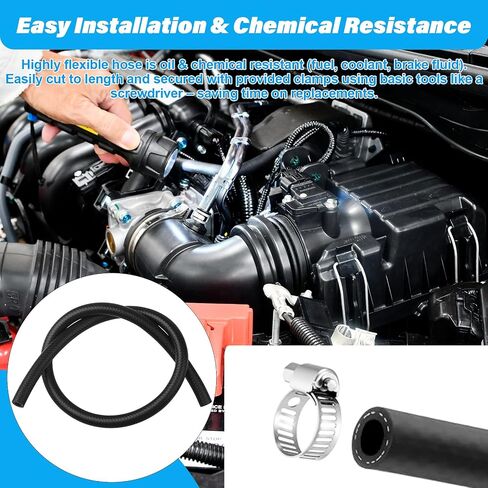 1 Pack 27232 11/32 Inch x 36 Inch (85 PSI) Brake Booster Vacuum Hose with 2 Pcs Stainless Steel Clamps, Brake Booster Hose for Passenger Cars and Light Trucks, Auto Vacuum Hose in Saudi Arabia