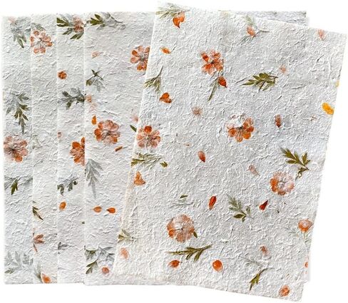 Handmade Thick Natural Flowers Mulberry Paper Large Sheets 20x14 Inches Scrapbook Craft Card DIY Craft, Bouquets, Scrapbooks, Decorations, Wedding Gifts. (Starburst Flowers/Butterfly Pea Flowers) in Kuwait