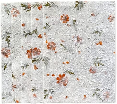 Handmade Thick Natural Flowers Mulberry Paper Large Sheets 20x14 Inches Scrapbook Craft Card DIY Craft, Bouquets, Scrapbooks, Decorations, Wedding Gifts. (Starburst Flowers/Butterfly Pea Flowers) in Kuwait