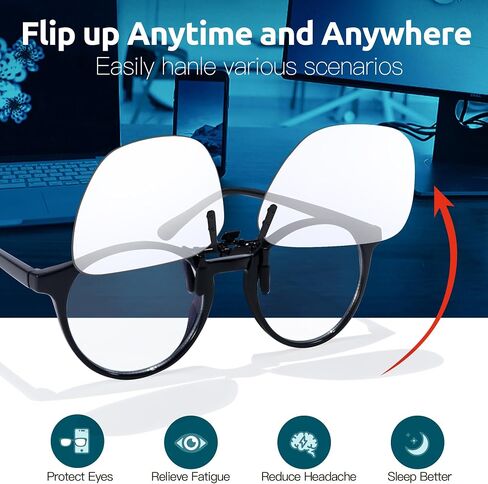 نظارات VIEWBETTER ذات مشبك على الضوء الأزرق لحجب الضوء للعيون والإجهاد والحساسة للضوء، عدسات صفراء بدون إطار BL103Y in Kuwait