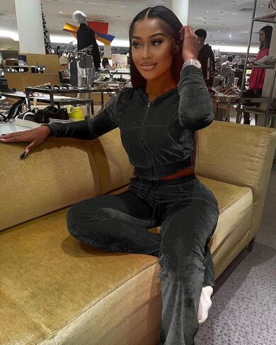 Yeshire Womens 2 Piece Outfits Velvet Sweatsuits Zip-up Hoodie Jacket Casual Jogging Set Tracksuit Set with Pockets in Kuwait