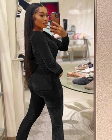 Yeshire Womens 2 Piece Outfits Velvet Sweatsuits Zip-up Hoodie Jacket Casual Jogging Set Tracksuit Set with Pockets in Kuwait