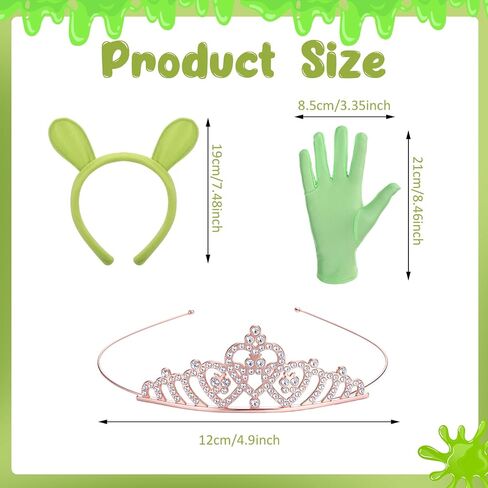 Mepase 5 Pcs Halloween Green Ogre Cosplay for Adults with Monster Ears Gloves Crown for Halloween Movie Couple Costume Party in Saudi Arabia