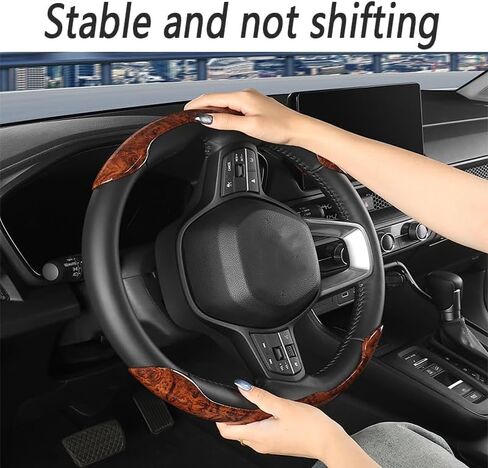 Segmented Steering Wheel Protector for Mercedes Benz SL R231 R230 2011-2020, Wood Grain Non-Skid Steering Wheel Cover Comfortable Feel,Yellow-Three-Stage in Saudi Arabia