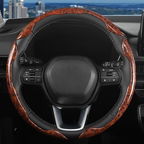 واقي عجلة القيادة المقسم لسيارة Mercedes Benz SL R231 R230 2011-2020، غطاء عجلة القيادة غير قابل للانزلاق من الخشب الحبيبي، ملمس مريح، أصفر على ثلاث مراحل in Saudi Arabia