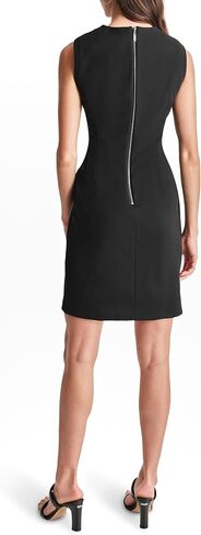 DKNY Women's Sleeveless Jewel Neck Mini Ruched Bodice Scuba Crepe Dress in Saudi Arabia