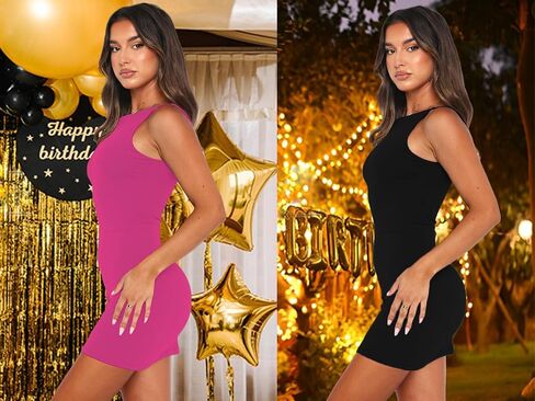 Lancifolium Boat Neck Cute Spaghetti Strap Mini Dresses for Women Going Out Sleeveless Party Club Outfits in Saudi Arabia